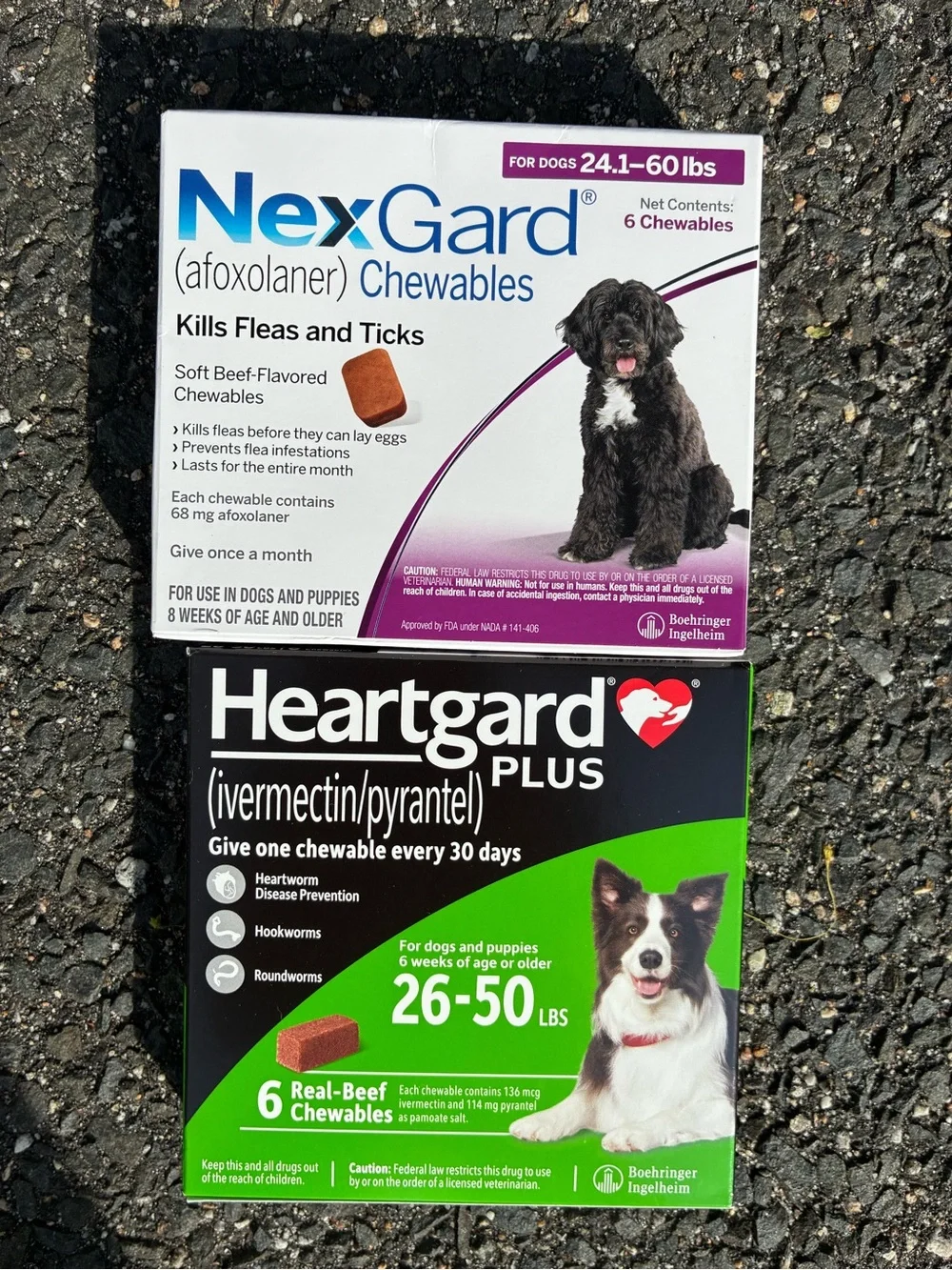 Nexgard 24.1-60 lbs & Heartgard Plus 26-50 lbs 6 month supply each Bundle